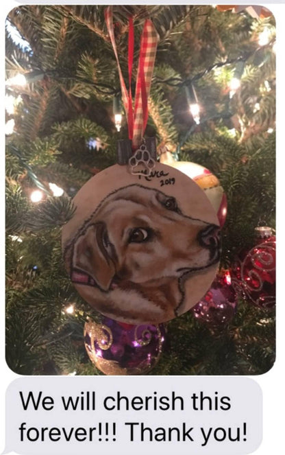 Custom Pet Portrait Christmas Ornament - Hand painted, Pet memorial, personalized, Christmas gift, pet lover