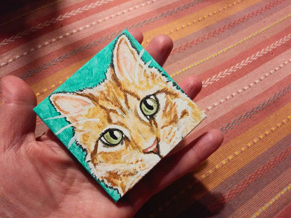 Mini Pet Portrait on Canvas - Custom - 3x3, pet memorial, pet loss, best friend, painted pets