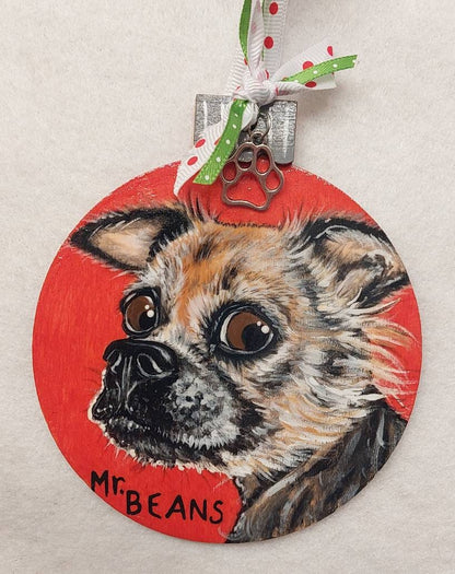 Custom Pet Portrait Christmas Ornament - Hand painted, Pet memorial, personalized, Christmas gift, pet lover, dog owner gift