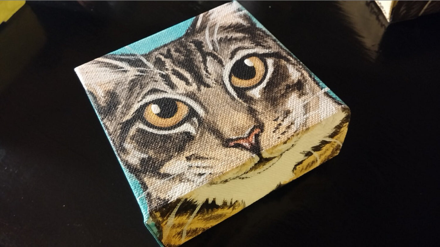 Custom Pet Portrait Painting 6x6, pet memorial, gift idea, pet owner gift, pet loss, man's best friend, dog, cat